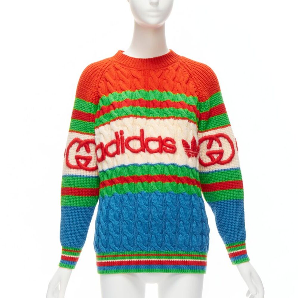 Gucci Adidas Wool Logo Cable Sweater
